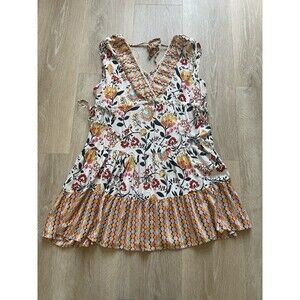 Anthropologie Angie Midi Dress Womens Medium Floral Print Sleeveless V Neck Boho